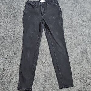 Madewell 10'' High Rise Skinny Jeans Black Ankle Stretch Cotton Denim Size 28